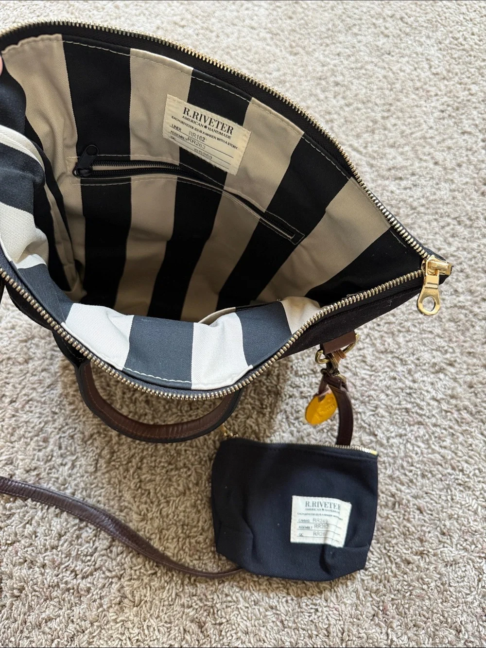 R. Riveter Otto Signature Tote (with replacement strap) and small zipper pouch
